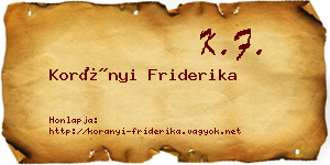 Korányi Friderika névjegykártya